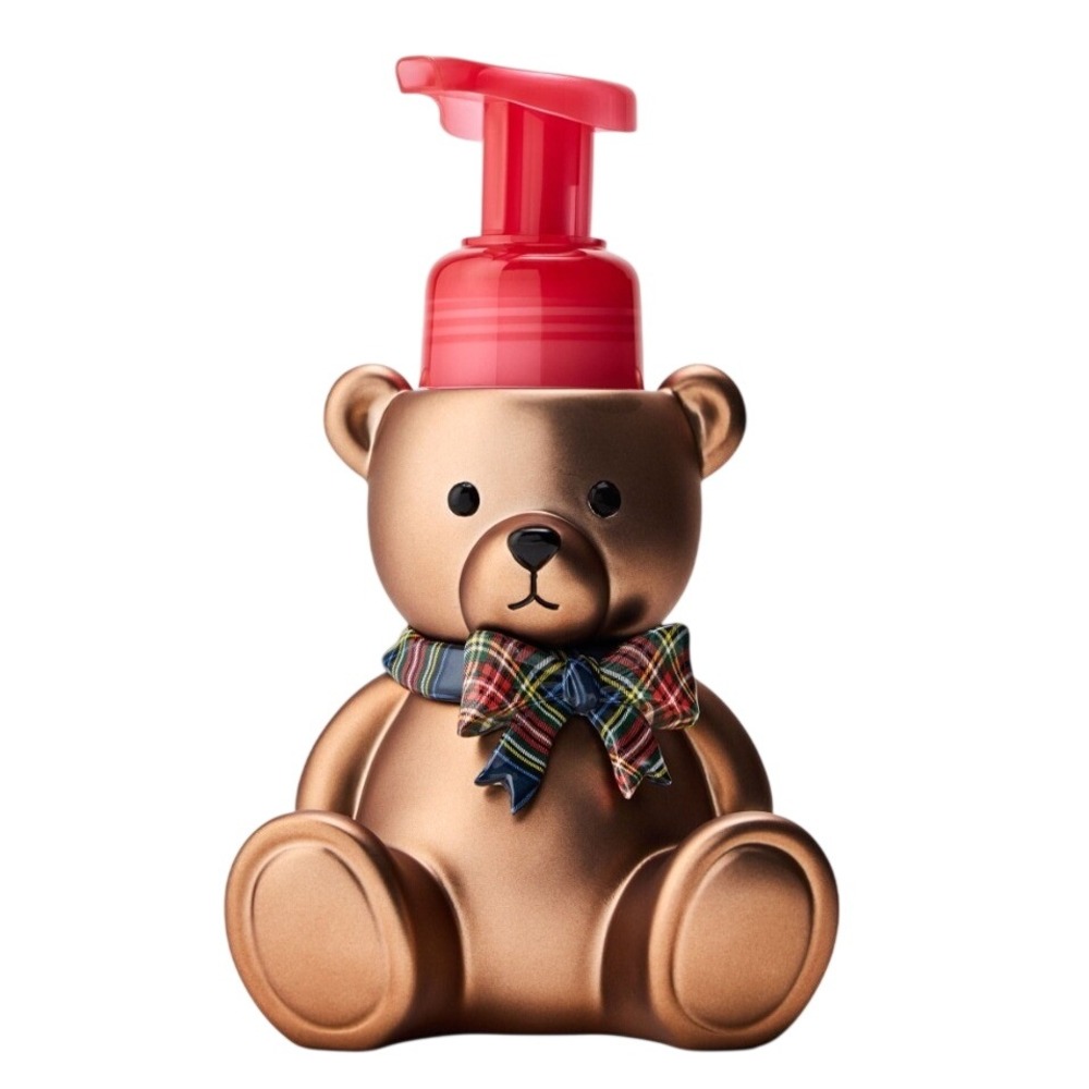 Bath & Body Works Festive Teddy Bear Soap Holder Plaid Bow Holiday Christmas